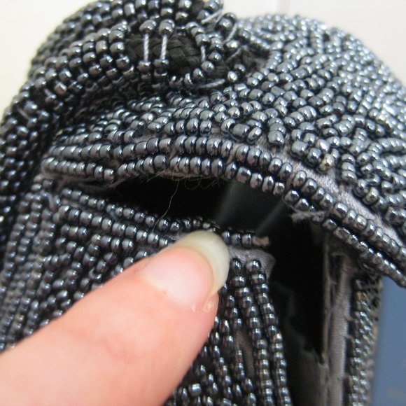 EUC blue beaded evening wristlet purse bag clutch - Picture 9 of 10